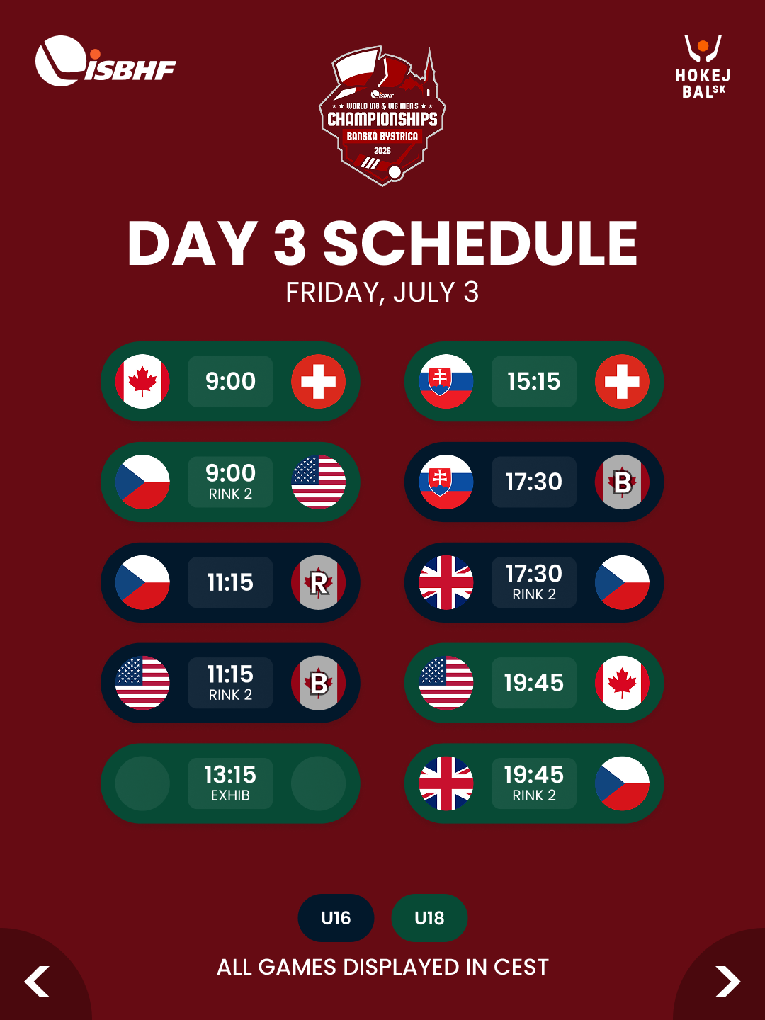 picture ISBHF World U18, U16 Junior Ball Hockey Championships - Banská Bystrica 2026